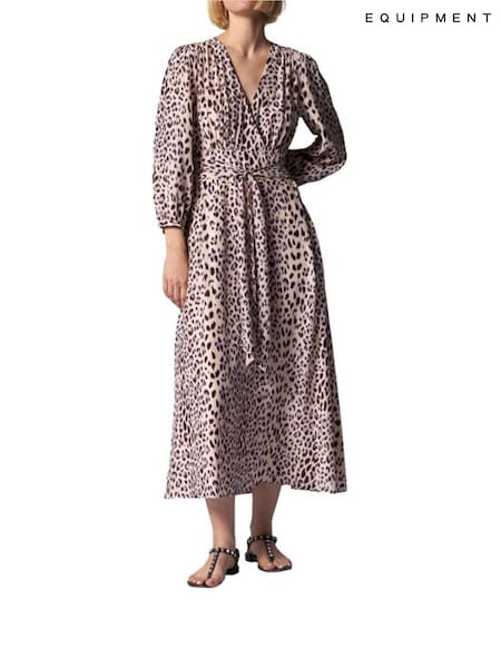 Equipment Sadie Animal Print Silk Blend Midi Dress (888025) | €329