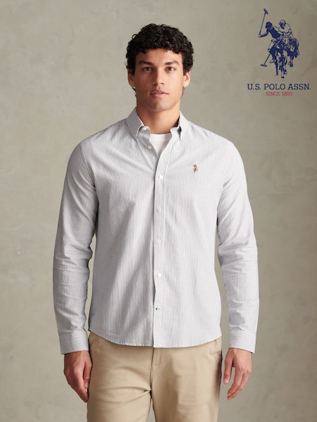 Blue - Regular U.s. Polo Assn. Oxford Stripe Shirt