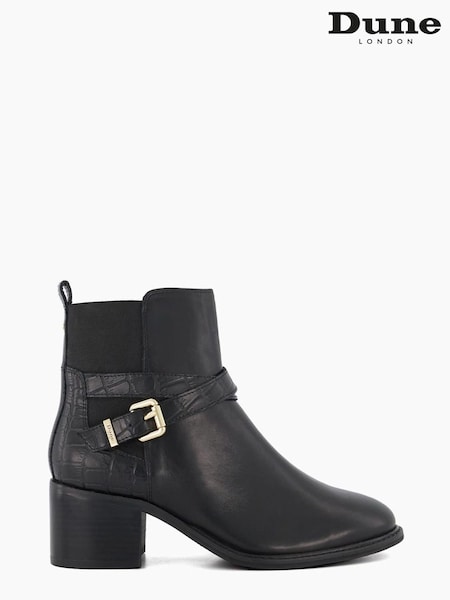 Dune London Black Pout Buckle Detail Heeled Boots (888450) | €31