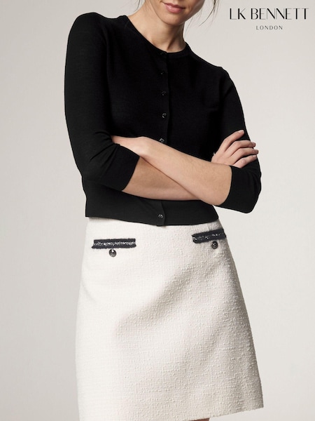 LK Bennett Black Bonnie Merino Wool Cardigan (888992) | €126
