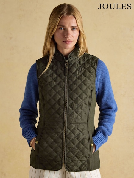 Khakigrün - Joules Minx Showerproof Diamond Quilted Gilet (889010) | 78 €