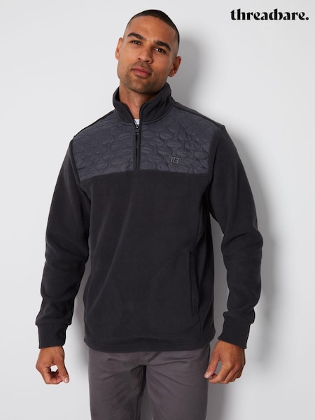 Harmaa - Threadbare Quarter Zip Quilted Fleece Jumper (889097) | €32
