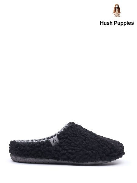 Black - Hush Puppies Good Slipper Teddy Mule