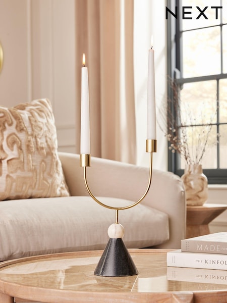 Gold Marble And Metal Taper Candle Holder (889627) | €42