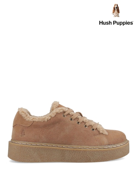 Brown - Hush Puppies Brinlee Fur Trainers