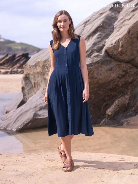 Celtic & Co. Blue Sleeveless Button Through Midi Dress (889915) | €83