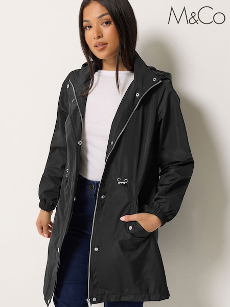 Black - M&co Petite Rain Jacket