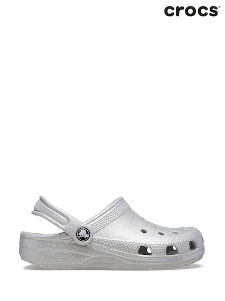 Crocs Grey Classic Toddler Glitter Clogs (889970) | AED102