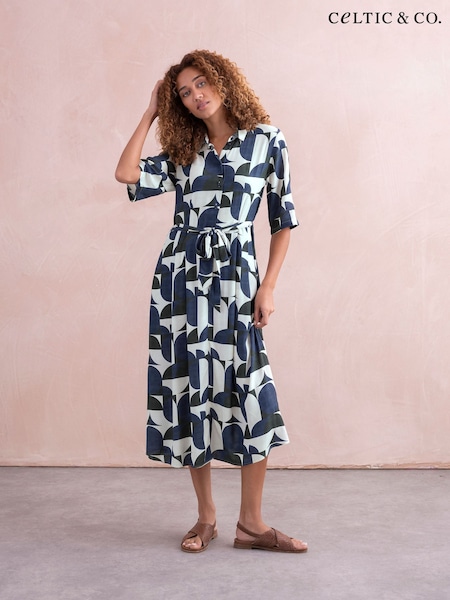 Celtic & Co. Blue Half Sleeve Midi Shirt Dress (890056) | €89