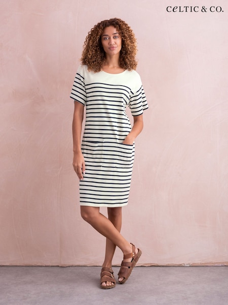 Celtic & Co. Organic Cotton Jersey Knee Length White Dress (890154) | €46