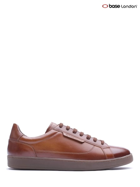 Tan Brown - Regular Base London Zammo Lace Up Leather Trainers