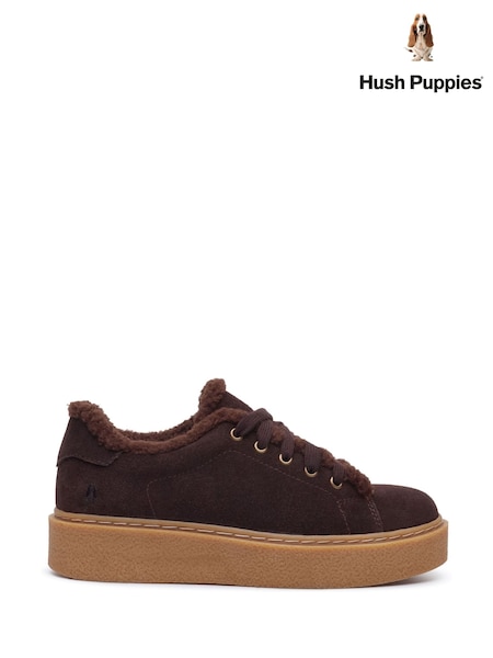 Chocolate Brown - Hush Puppies Brinlee Fur Trainers