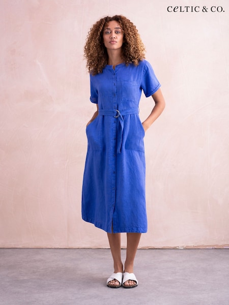 Celtic & Co. Blue Linen Button Through Dress (890220) | €89