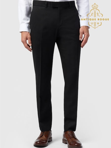 Black - Regular Antique Rogue Slim Fit Texture Stretch Trousers