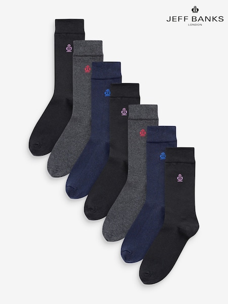 Jeff Banks Brown Recycled Cotton Classic Crew Socks 7 Pack (890401) | €21