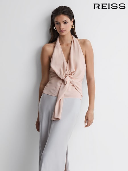 Reiss Nude Freda Tie Halter Neck Blouse (890536) | €210