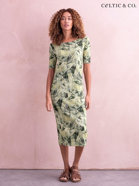 Celtic & Co. Green Linen/Cotton Button Back Dress (890595) | €56