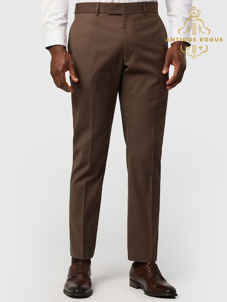 Brown - Regular Antique Rogue Slim Fit Harley Flannel Trousers