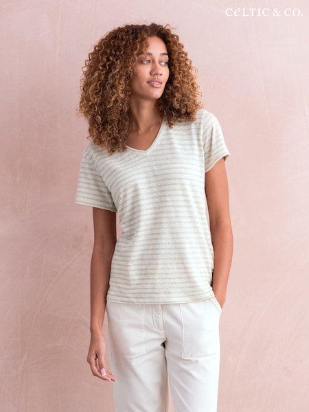 Celtic & Co. Cream Linen / Cotton V-Neck T-Shirt (890820) | €30