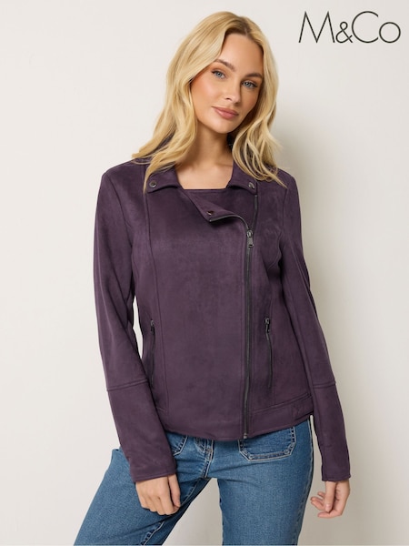 Lila - M&co Faux Suede Biker Jacket