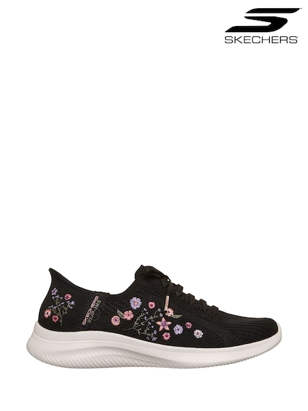 Black - Skechers Ultra Flex 4.0 Sweet Petals Trainers