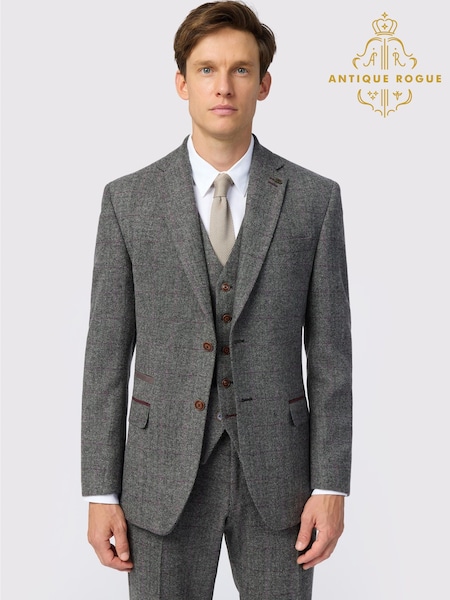 Grey - Regular Antique Rogue Tailored Fit Jace Berry Tweed Jacket