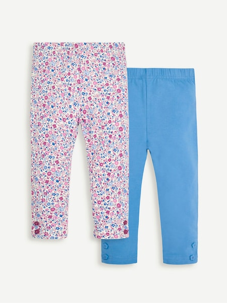 Florecitas azul violeta y azul - JoJo Maman Bébé Girls' 2-Pack Leggings (8910L4) | 34 €