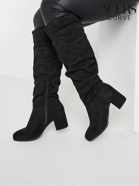Yours Curve Black Extra Wide Fit Knee Slouch Boots (891638) | $87