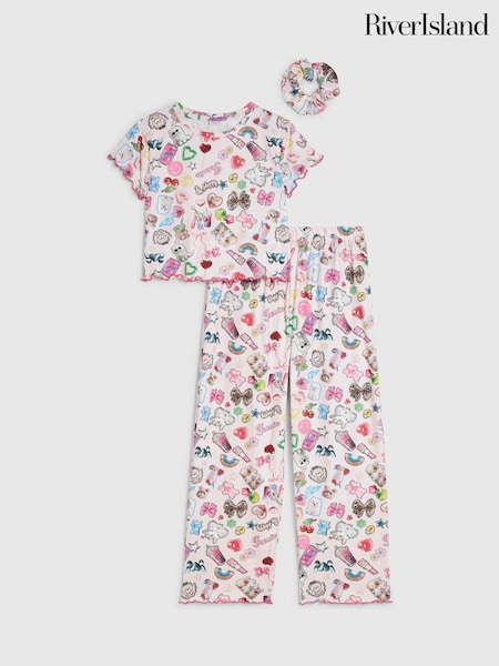 Pink Sticker Print - River Island Pyjamas Set