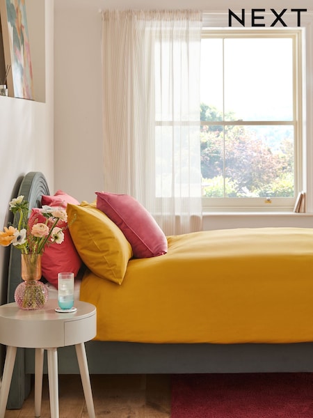 Yellow Mustard Cotton Rich Duvet Cover and Pillowcase Set (892064) | €23.50 - €59