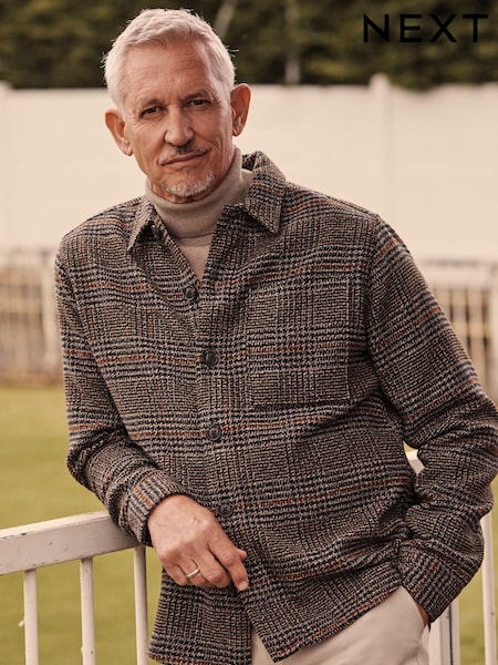 Brown Check Shacket With Wool (892651) | €24