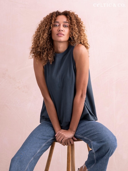 Celtic & Co. Blue Organic Cotton Pleat Back Tank (892747) | 30 €