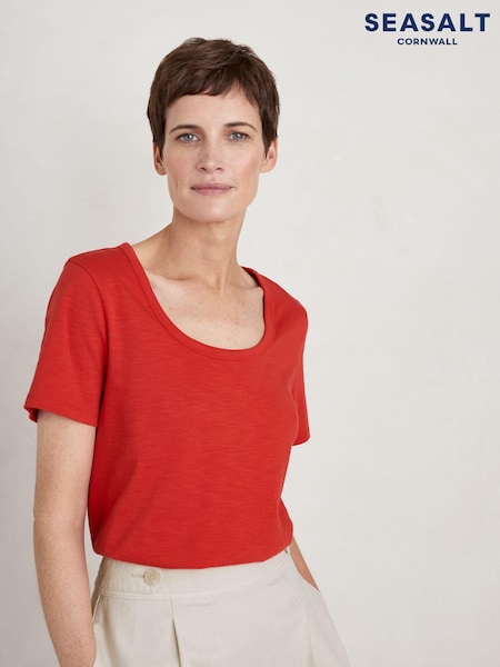 Seasalt Cornwall Red Gala Scoop Neck T-Shirt (893077) | AED75