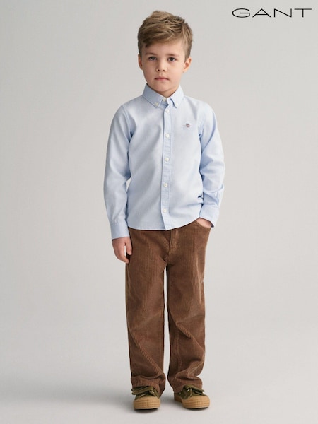 Albastru - Cămașă GANT Shield Logo Oxford din bumbac 100% (893143) | 208 LEI