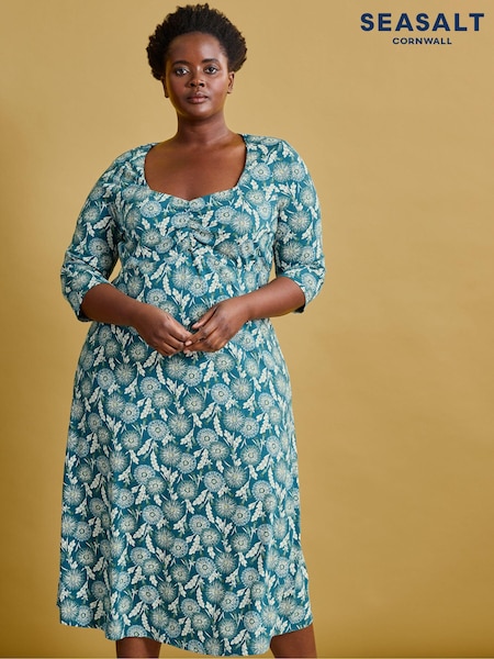 Seasalt Cornwall Blue Three Quarter Sleeve Secret Cove Dress (893213) | €44.50