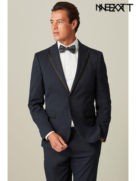 Navy Blue Skinny Fit Tuxedo Suit Jacket (894034) | AED133