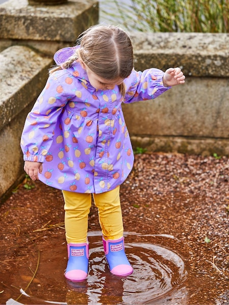 JoJo Maman Bébé Lilac Fruit Print Gathered Waterproof Jacket (894581) | €63