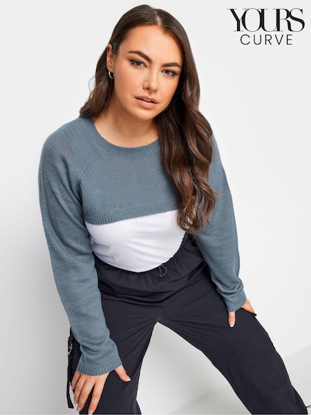 Albastru - Pulover cu mânecă raglan Yours Curve (894634) | 78 LEI