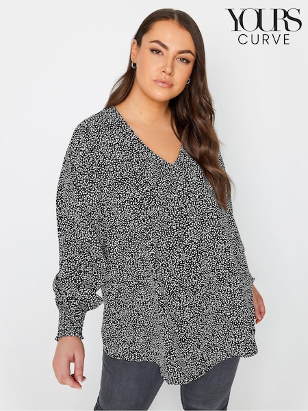 Yours Curve Black Shirred Cuff Pleated Front Top (894667) | €19