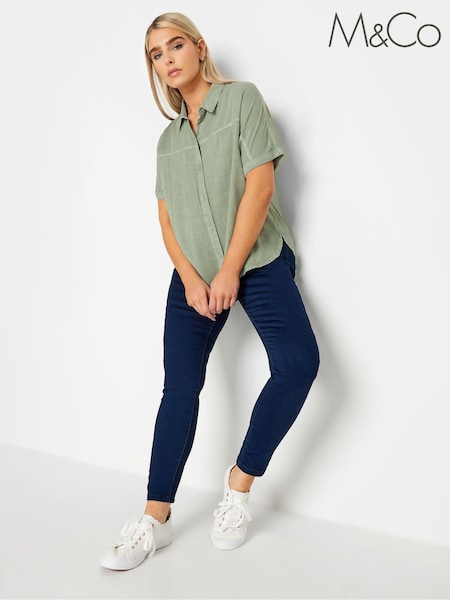 M&Co Green Chambray Short Sleeve Shirt (894782) | €36