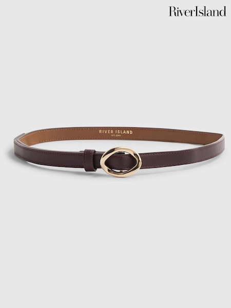 Rouge - Ceinture fine à boucle ovale River Island