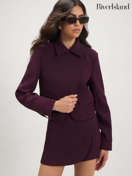 Purple - River Island Collared Asymmetric Jacket