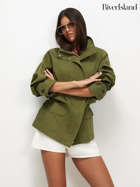 Verde - River Island Drop Hem Drawstring Utility Jacket