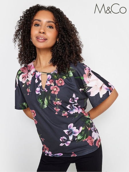 M&Co Petite Keyhole Short Sleeve Top (896153) | 9 €