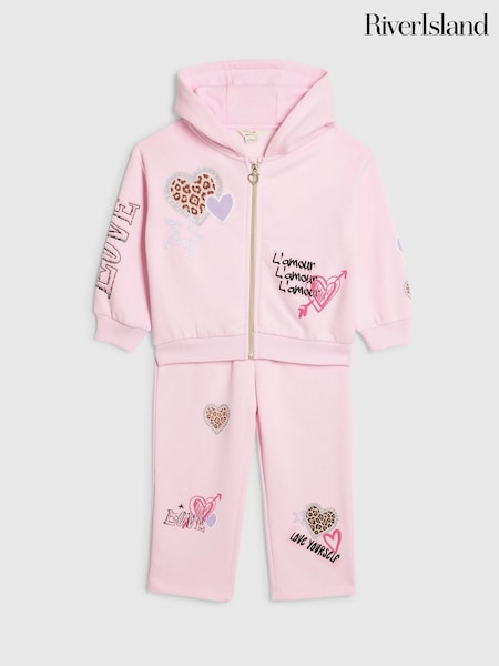 Rosa - River Island Graffiti Zip Hoodie & Wide Leg Joggers Set