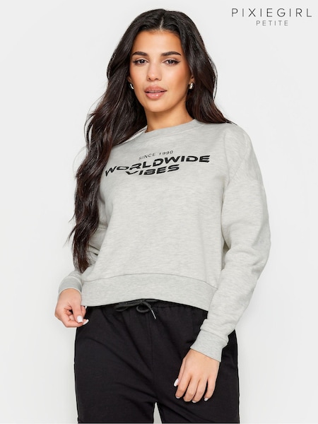 PixieGirl Petite Light Grey California Slogan Cropped Sweatshirt (896262) | €10