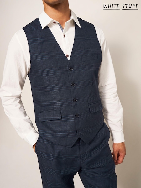 White Stuff Blue Harrison Check Waistcoat (896324) | €53