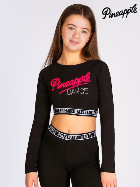 Pineapple Black Dance Girls Long Sleeve Crop Top (896661) | €31