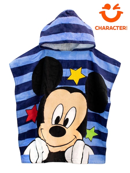 Character Blue Chrome Disney Mickey Mouse Swim & Beach Towel 100% Cotton Poncho (896671) | AED122