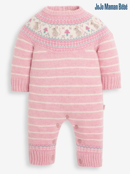 JoJo Maman Bébé Rose Mouse Fairisle Pattern Knitted Baby All-In-One (8969A9) | €47